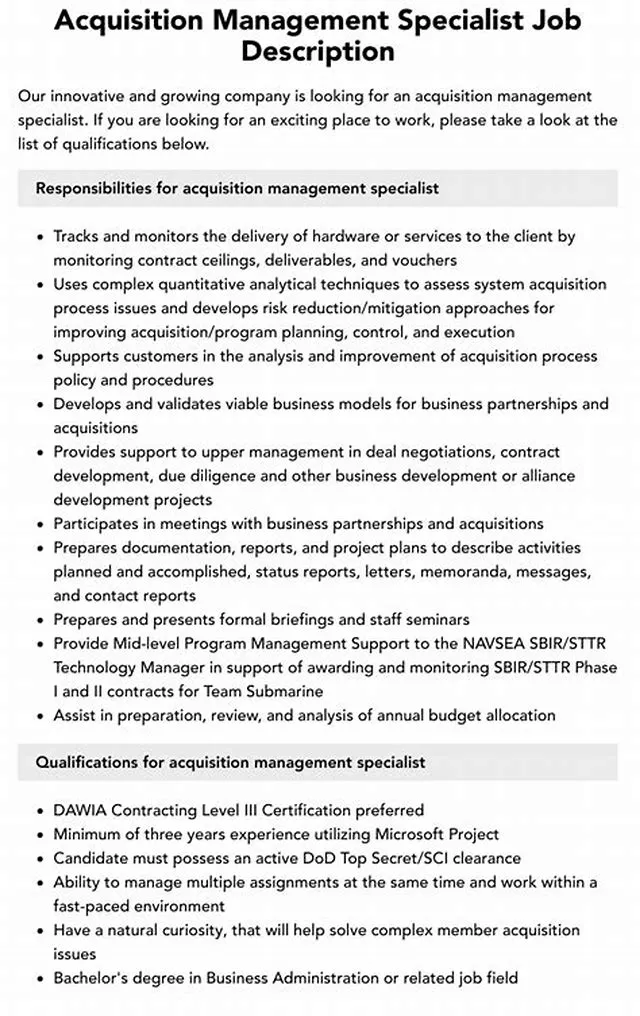 Acquisition Program Management Specialist job opening at Air Force Civilian Career Training