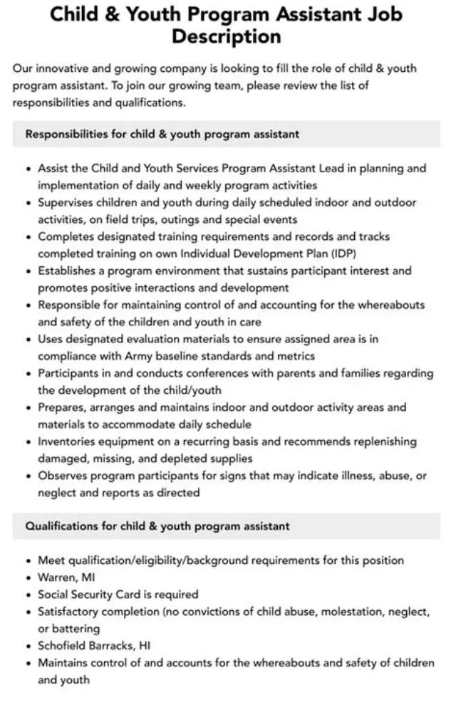 Child And Youth Programs Assistant job opening at Commander, Navy Installations Command