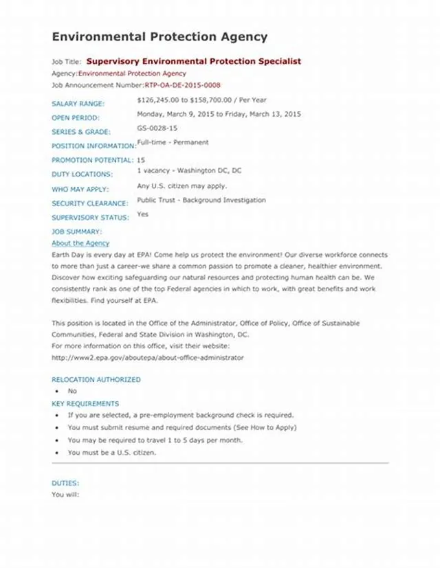 Supervisory Environmental Protection Specialist T32 job opening at Army National Guard Units