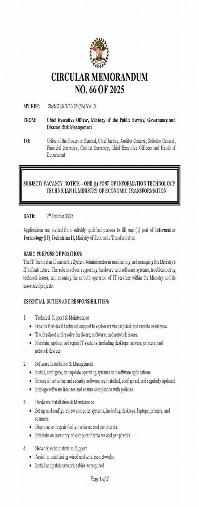 Temporary Information Technology Technician Ii  1 Year Term job opening at U.S. Courts