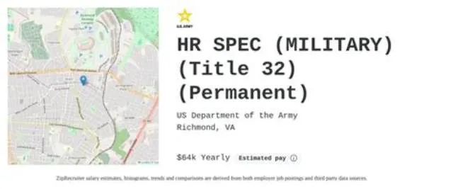 Human Resources Assistant (Military) Title 32 job opening at Army National Guard Units