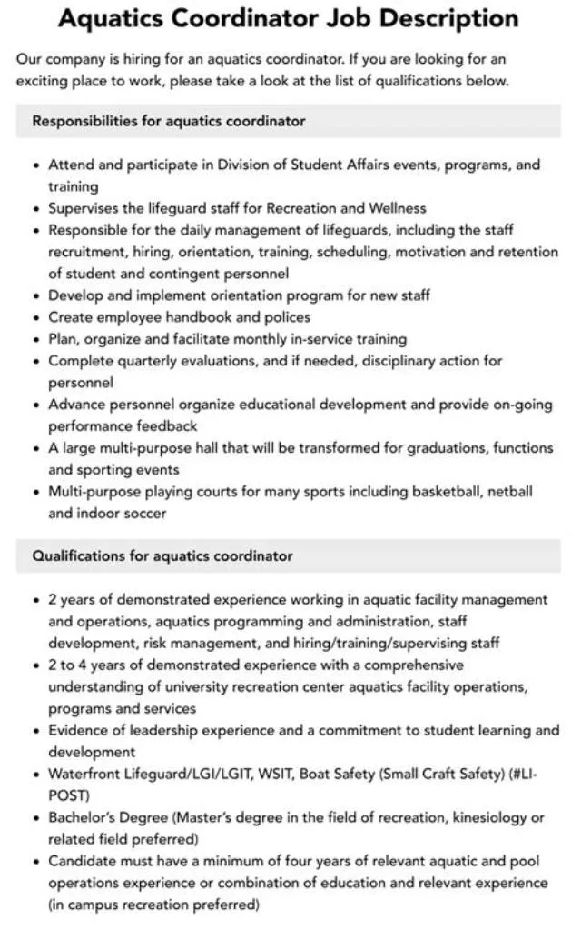 Supervisory Recreation Specialist (Aquatics Coordinator) job opening at Commander, Navy Installations Command