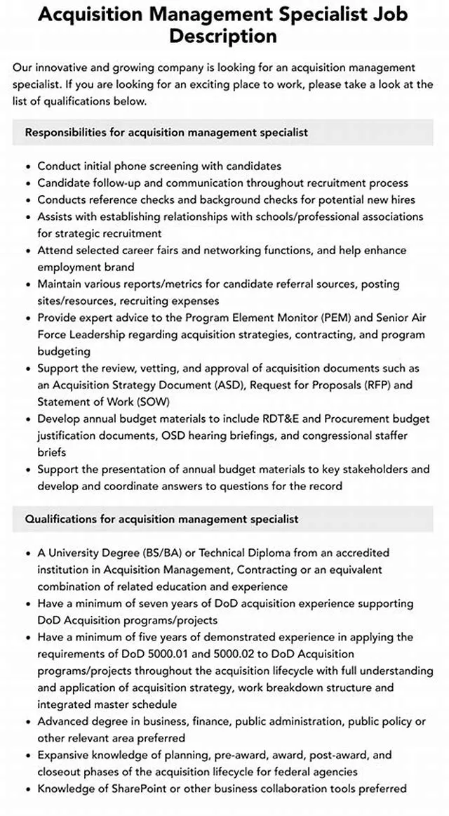 Acquisition Management Specialist
