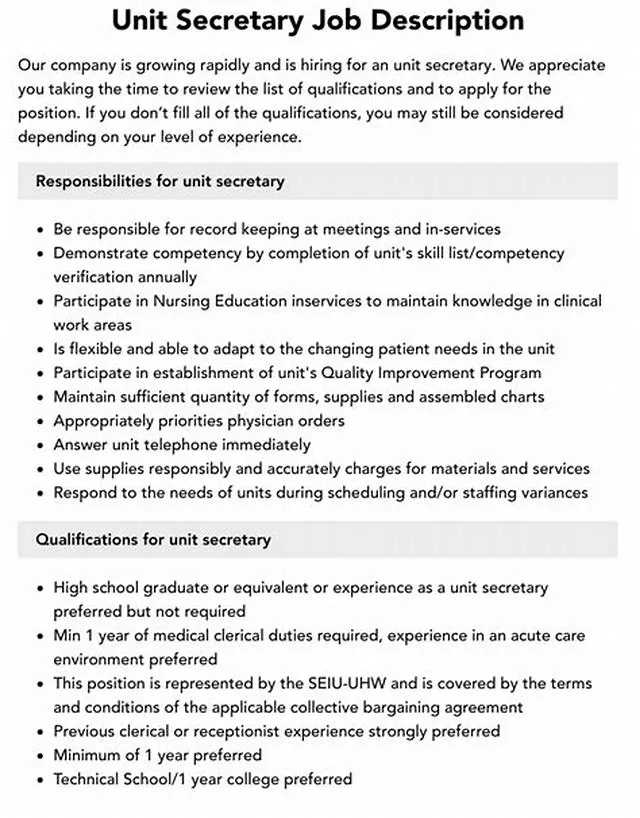 Secretary (Unit Secretary) job opening at Bureau Of Prisons/Federal Prison System