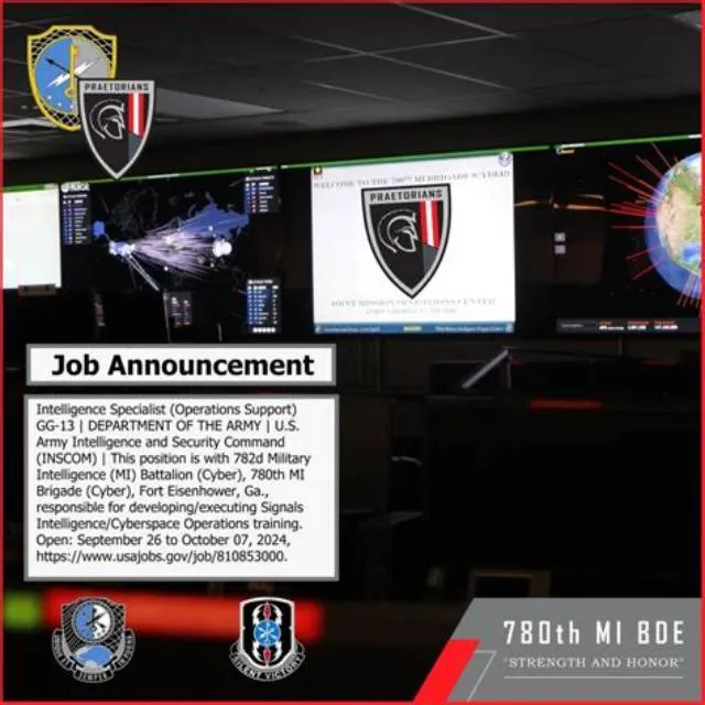 Intelligence Specialist (Operations Support) job opening at U.S. Army Intelligence And Security Command