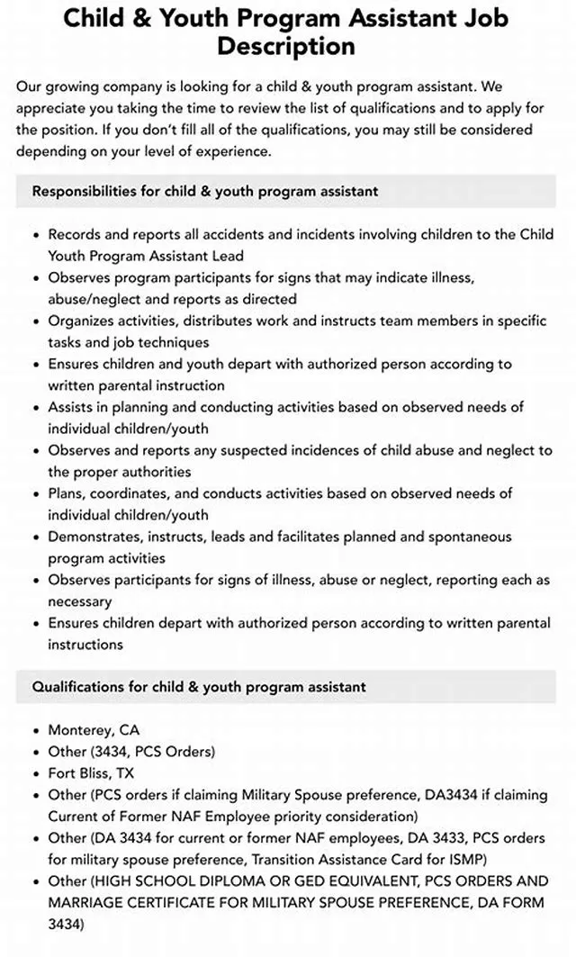 Child And Youth Program Assistant (Target Level) job opening at Air Force Materiel Command