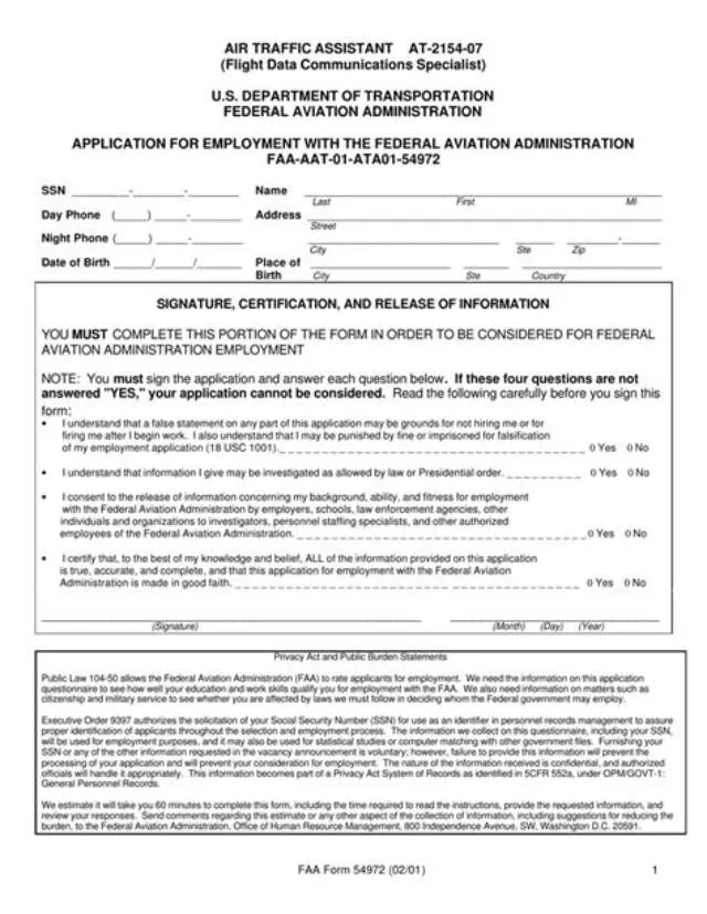 Air Traffic Assistant, Flight Data Communications Specialist job opening at Federal Aviation Administration