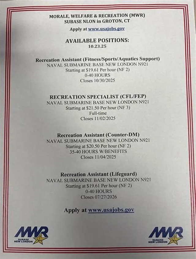 Recreation Assistant Nf2 job opening at U.S. Marine Corps