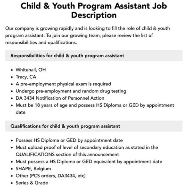 Child & Youth Program Assistant (Sac), Cy-01/02/Rpt, All Camps job opening at U.S. Marine Corps