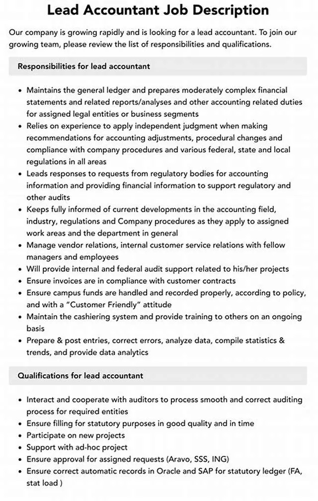 Lead Accountant job opening at Defense Finance And Accounting Service
