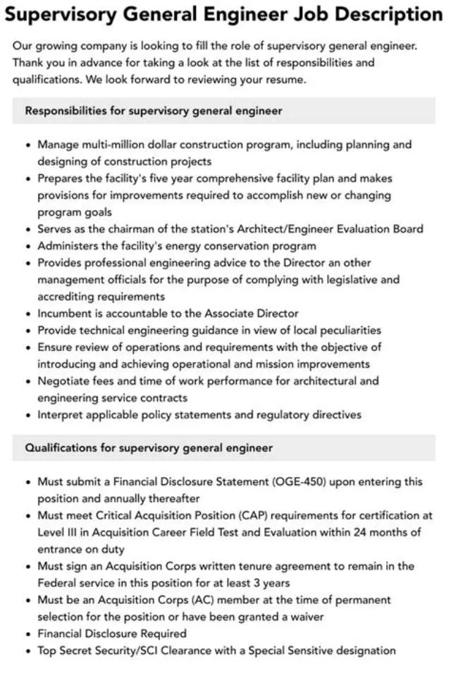 Supervisory General Engineer job opening at U.S. Marine Corps