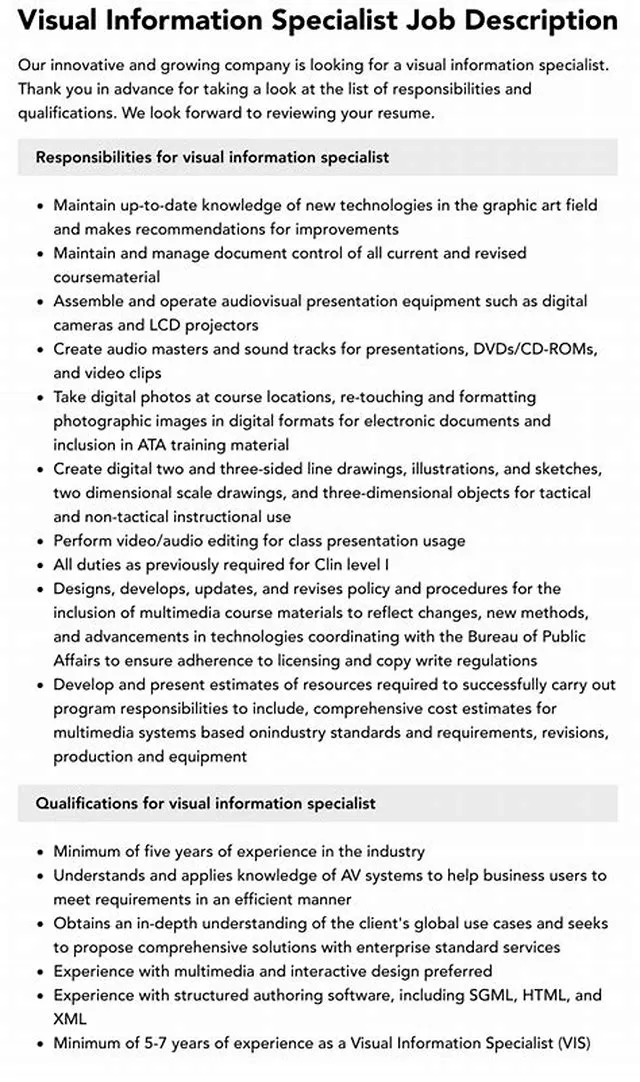Visual Information Specialist job opening at Defense Media Activity