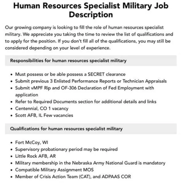 Hr Specialist (Military) -Title 32 job opening at Army National Guard Units
