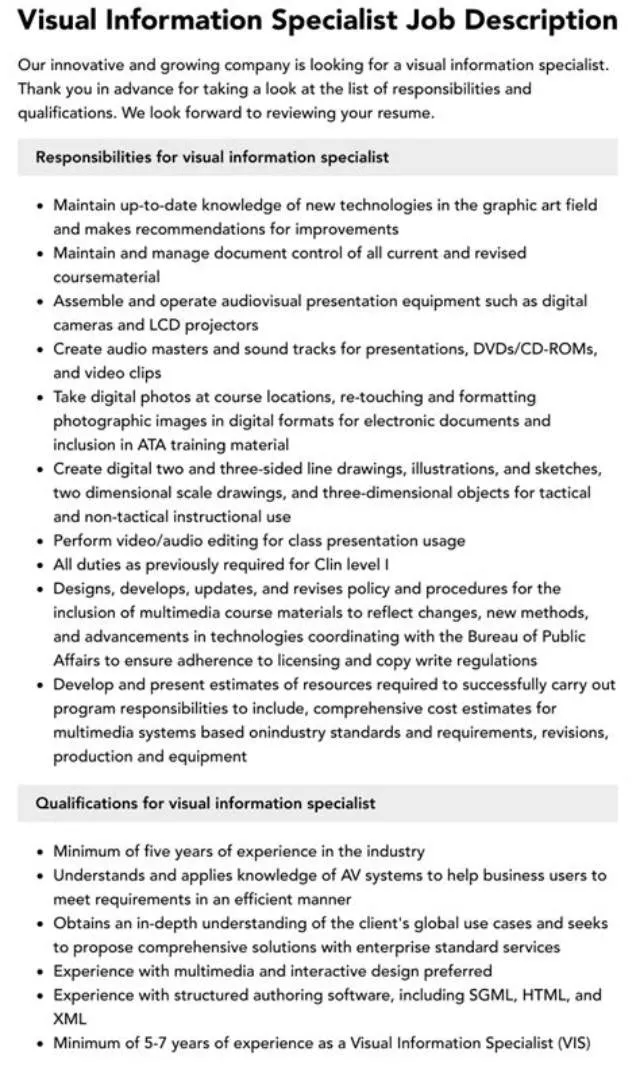 Visual Information Specialist job opening at U.S. Army Cyber Command