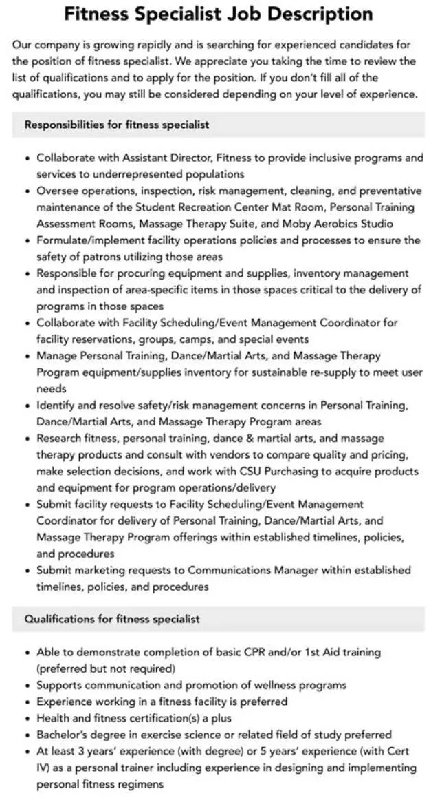 Recreation Specialist - Fitness Specialist job opening at Commander, Navy Installations Command