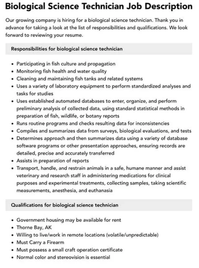 Biological Science Technician (Fish) job opening at U.S. Fish And Wildlife Service