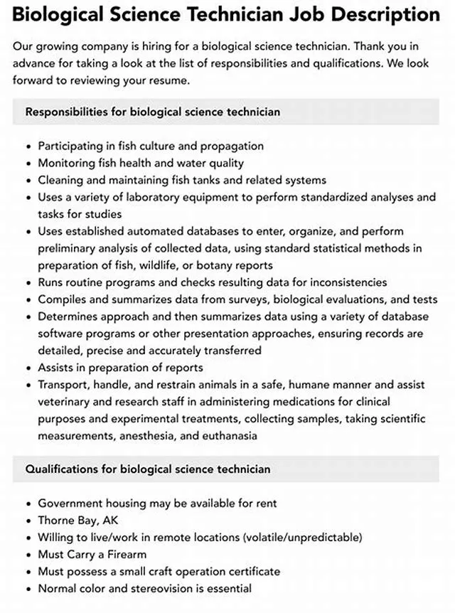 Biological Science Technician (Fish) job opening at U.S. Fish And Wildlife Service