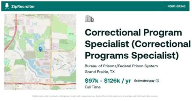 Correctional Program Specialist job opening at Bureau Of Naval Personnel