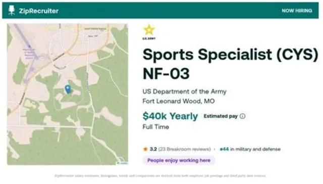 Sports Specialist (Cys) Nf-03 job opening at United States Army Installation Management Command