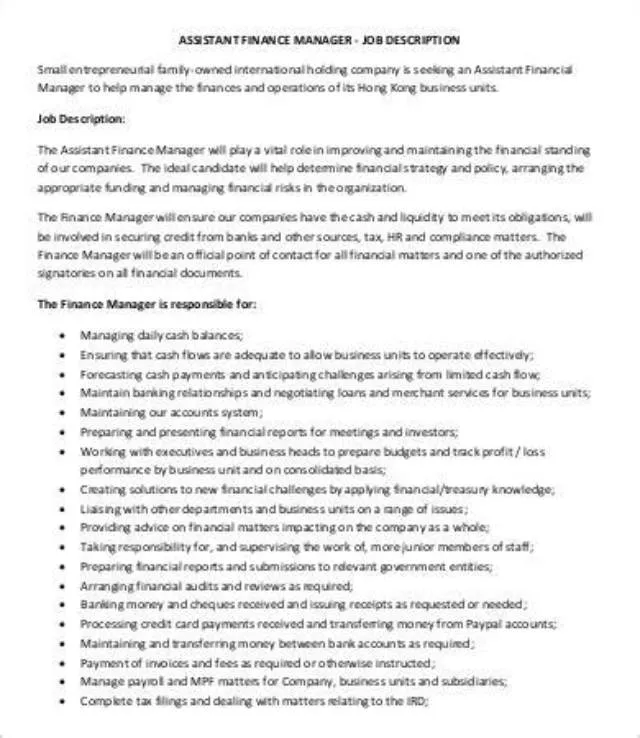 Assistant Financial Manager - Recruitment/Relocation Approved
